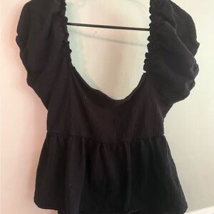 ARULA Black Sleeveless Ruffled Peplum Blouse